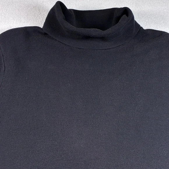 SOLD Lands’ End Black Turtleneck Sweater Tunic Pullover 100% Cotton 1X Side Slit - Picture 4 of 6